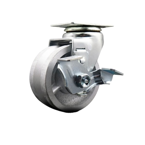 4'' V-Groove Semi Steel Swivel Caster with Bronze Bearing and Brake